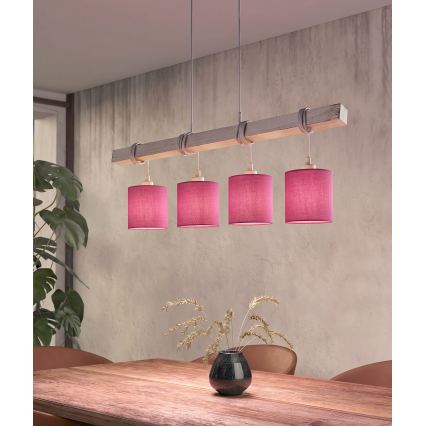 Brilagi - Suspension LED sur câble NUBILA 4xE27/60W/230V gris/rose