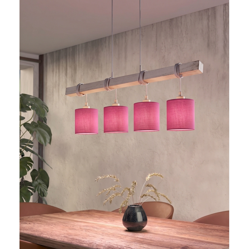 Brilagi - Suspension LED sur câble NUBILA 4xE27/60W/230V gris/rose