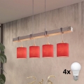 Brilagi - Suspension LED sur câble NUBILA 4xE27/60W/230V gris/rouge