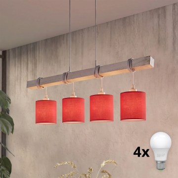 Brilagi - Suspension LED sur câble NUBILA 4xE27/60W/230V gris/rouge