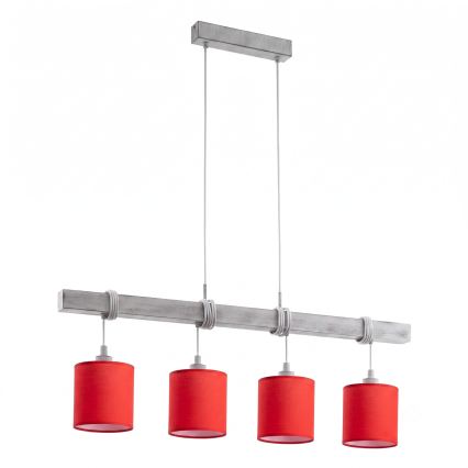 Brilagi - Suspension LED sur câble NUBILA 4xE27/60W/230V gris/rouge