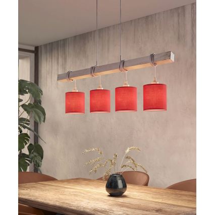 Brilagi - Suspension LED sur câble NUBILA 4xE27/60W/230V gris/rouge