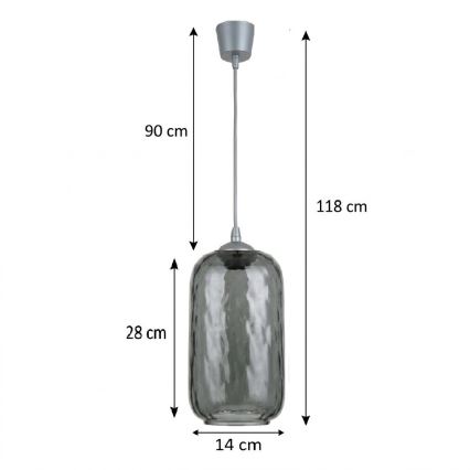 Brilagi - Suspension LED sur câble RETRO GLASS 1xE27/60W/230V Ø 14 cm argenté / gris fumé