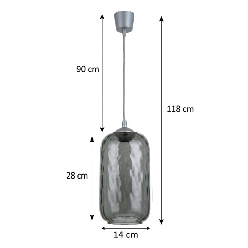 Brilagi - Suspension LED sur câble RETRO GLASS 1xE27/60W/230V Ø 14 cm argenté / gris fumé