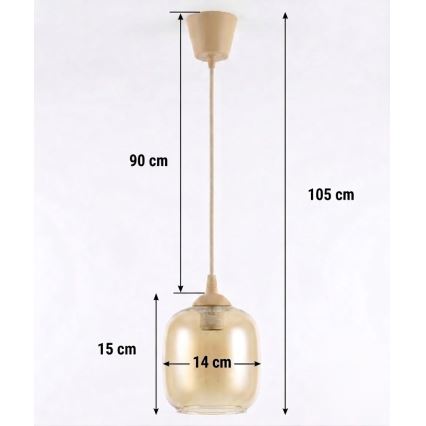 Brilagi - suspension LED sur câble RETRO GLASS 1xE27/60W/230V Ø 14 cm beige/brun fumé