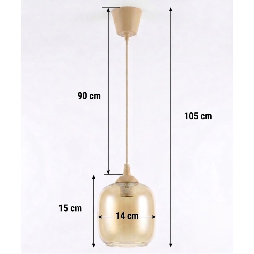 Brilagi - suspension LED sur câble RETRO GLASS 1xE27/60W/230V Ø 14 cm beige/brun fumé