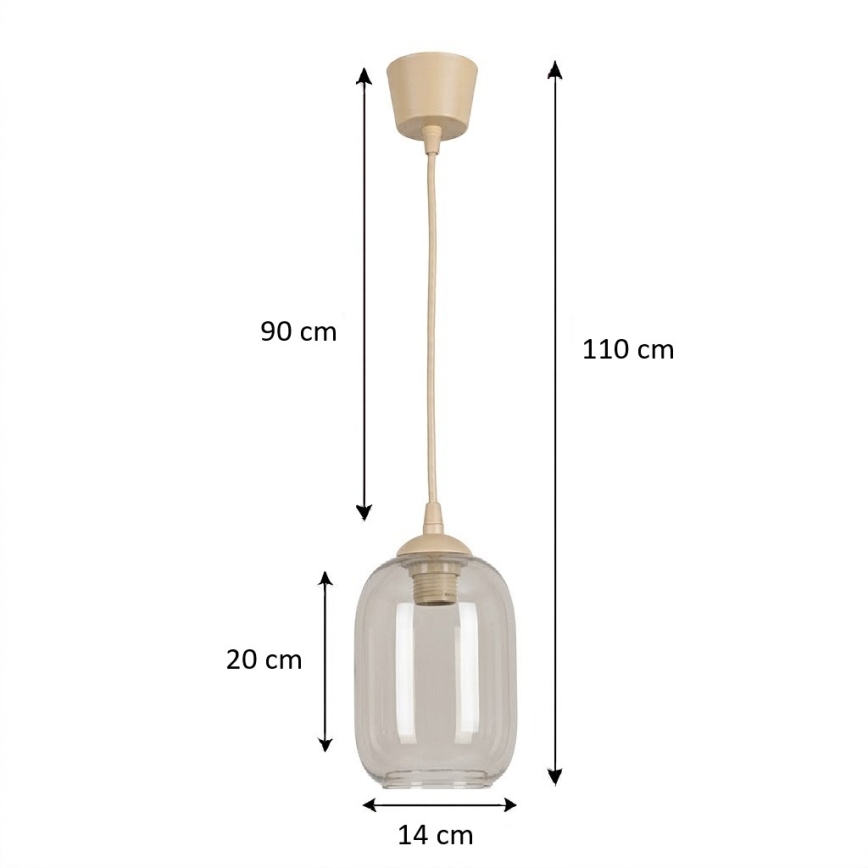 BRILAGI - Suspension LED sur câble RETRO GLASS 1xE27/60W/230V Ø 14 cm beige/gris fumé