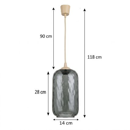 Brilagi - Suspension LED sur câble RETRO GLASS 1xE27/60W/230V Ø 14 cm beige/gris fumé