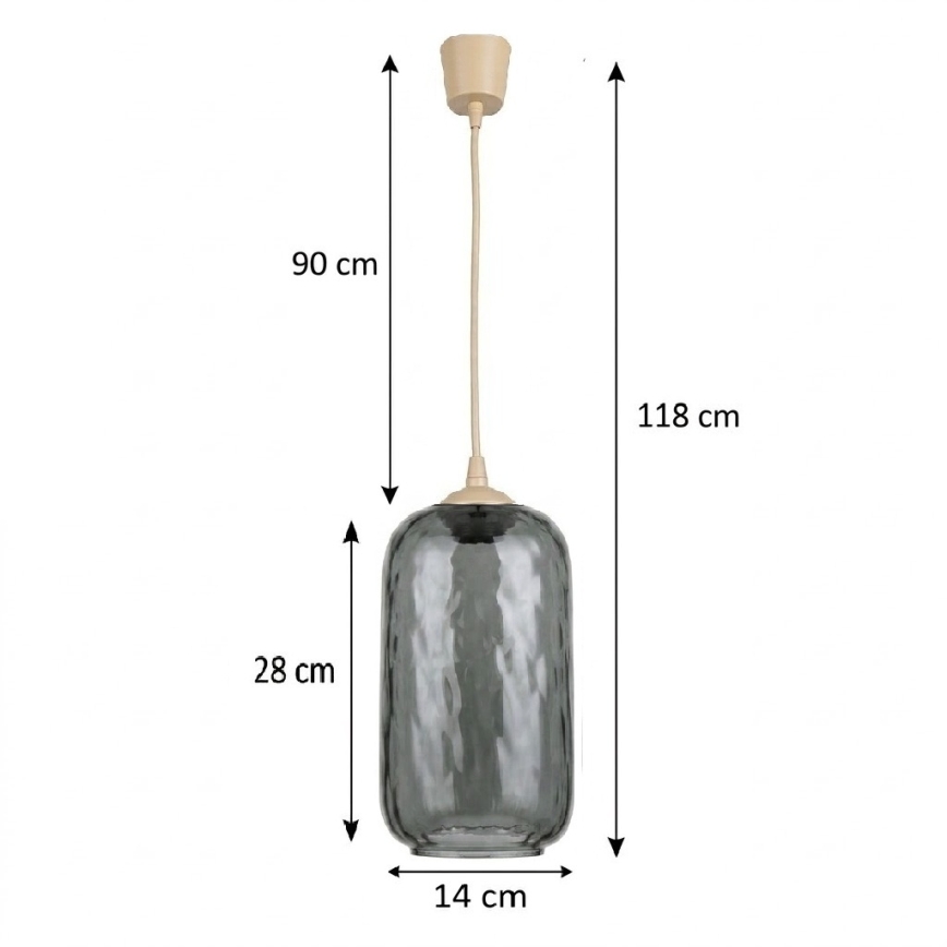 Brilagi - Suspension LED sur câble RETRO GLASS 1xE27/60W/230V Ø 14 cm beige/gris fumé