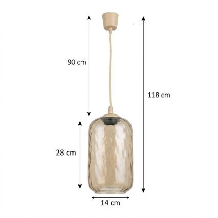 Brilagi - Suspension LED sur câble R GLASS 1xE27/60W/230V Ø 14 cm beige/marron fumé