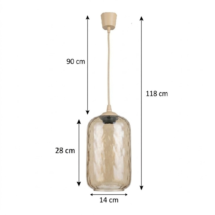 Brilagi - Suspension LED sur câble R GLASS 1xE27/60W/230V Ø 14 cm beige/marron fumé