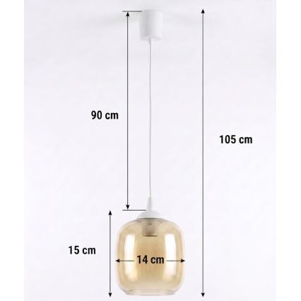 Brilagi - Suspension LED sur câble RETRO GLASS 1xE27/60W/230V Ø 14 cm blanc/marron fumé