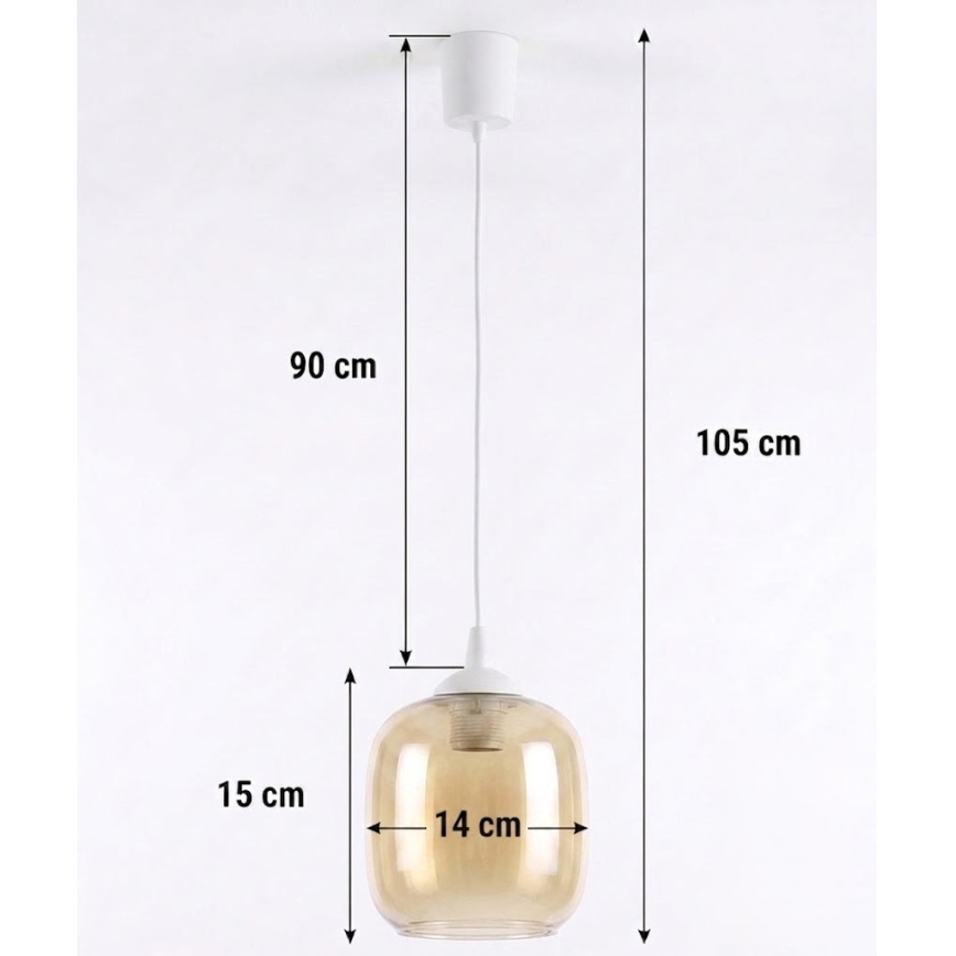 Brilagi - Suspension LED sur câble RETRO GLASS 1xE27/60W/230V Ø 14 cm blanc/marron fumé
