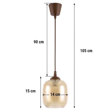 Brilagi - Suspension LED sur câble RETRO GLASS 1xE27/60W/230V Ø 14 cm marron / marron fumé