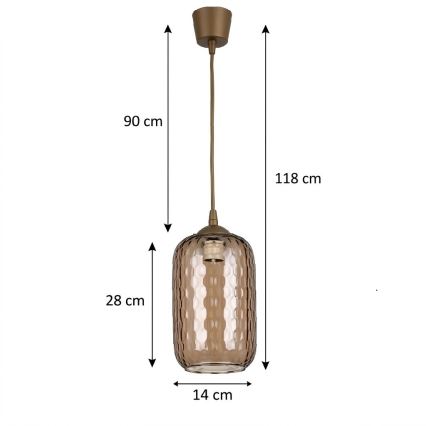 BRILAGI - Suspension LED sur câble RETRO GLASS 1xE27/60W/230V Ø 14 cm marron//marron fumé