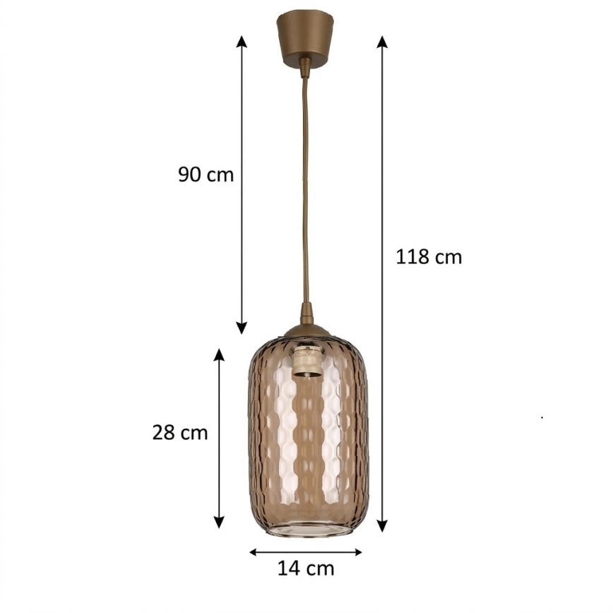 BRILAGI - Suspension LED sur câble RETRO GLASS 1xE27/60W/230V Ø 14 cm marron//marron fumé