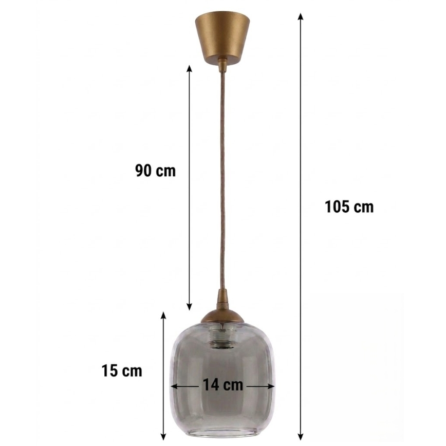 Brilagi - Suspension LED sur câble RETRO GLASS 1xE27/60W/230V Ø 14 cm marron/gris fumé