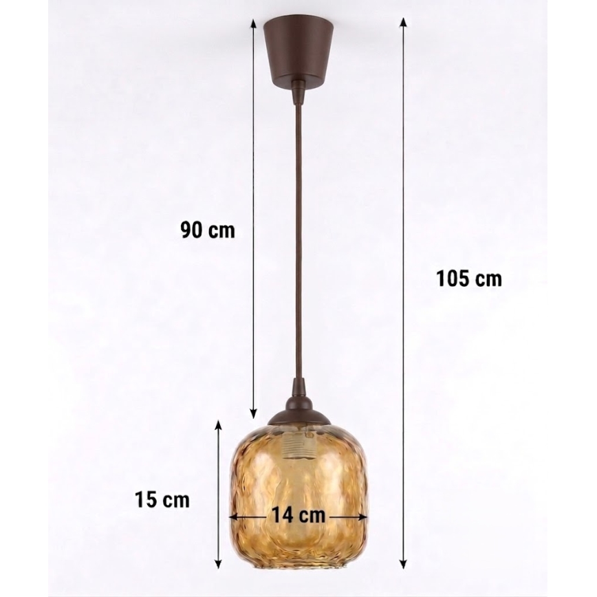 Brilagi - Suspension LED sur câble RETRO GLASS 1xE27/60W/230V Ø 14 cm, brun / brun fumé
