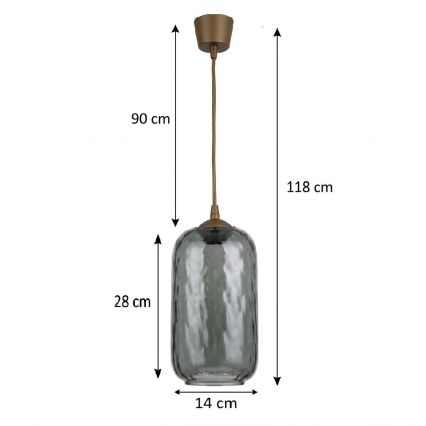 Brilagi - Suspension LED sur câble RETRO GLASS 1xE27/60W/230V Ø 14 cm marron/gris fumé