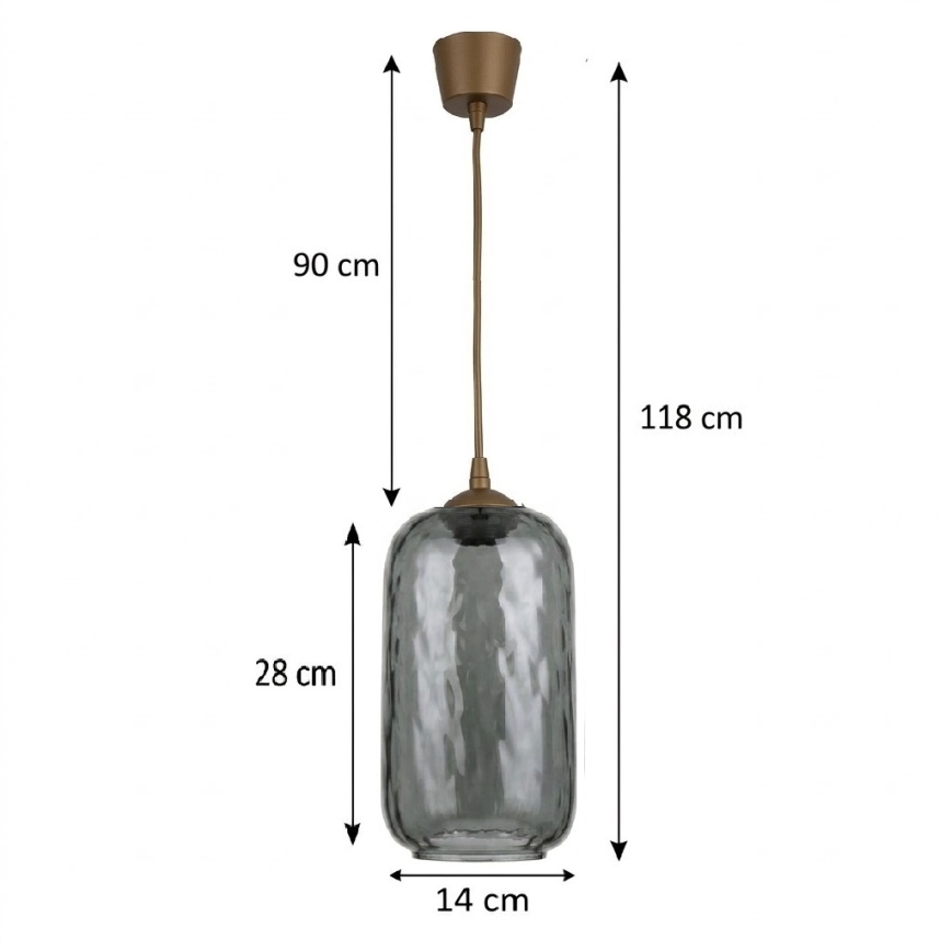 Brilagi - Suspension LED sur câble RETRO GLASS 1xE27/60W/230V Ø 14 cm marron/gris fumé