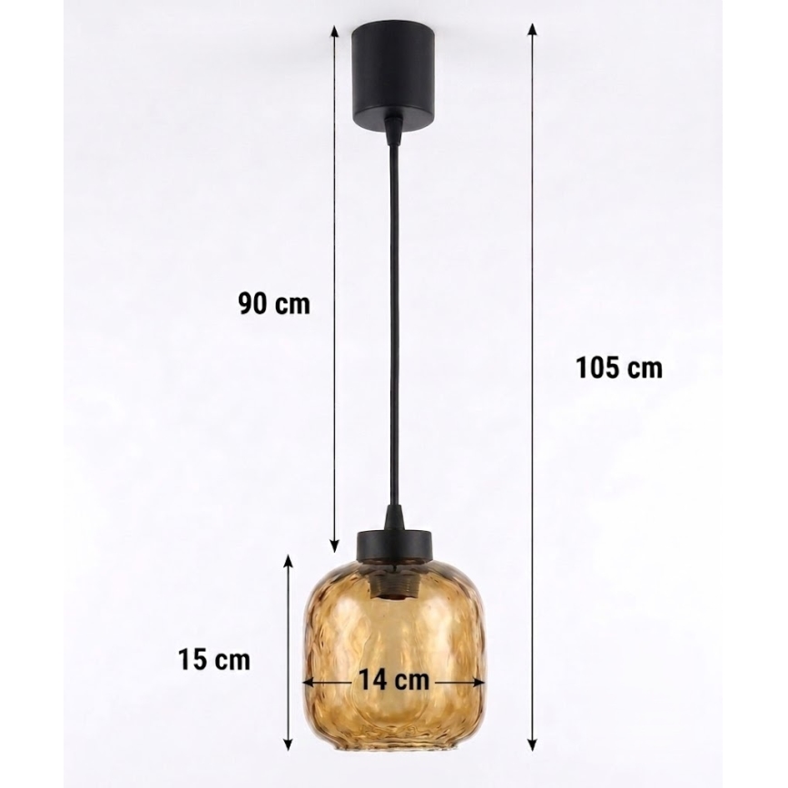 Brilagi - Suspension LED sur câble RETRO GLASS 1xE27/60W/230V ø 14 cm noir/brun fumé