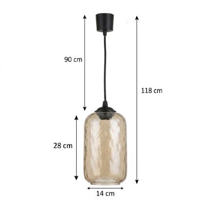 Brilagi - Suspension LED sur câble RETRO GLASS 1xE27/60W/230V Ø 14 cm noir / brun fumé