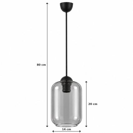 BRILAGI - Suspension LED sur câble RETRO GLASS 1xE27/60W/230V Ø 14 cm noir/gris fumé