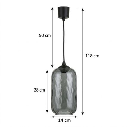 Brilagi - Suspension LED sur câble RETRO GLASS 1xE27/60W/230V Ø 14 cm noir/gris fumé