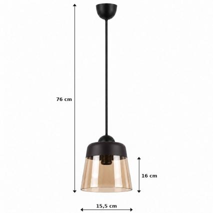 BRILAGI - suspension LED sur câble RETRO GLASS 1xE27/60W/230V diamètre 15,5 cm noir/beige fumé