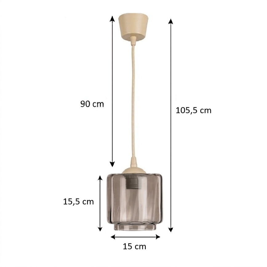 Brilagi - Suspension LED sur câble RETRO GLASS 1xE27/60W/230V Ø 15 cm beige / beige fumé
