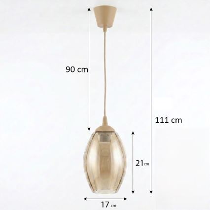 Brilagi - Suspension LED sur câble RETRO GLASS 1xE27/60W/230V Ø 17 cm beige / beige fumé