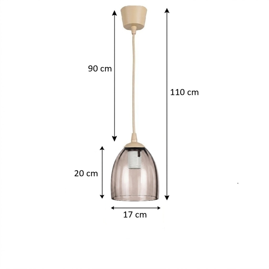 Brilagi - Suspension LED sur câble RETRO GLASS 1xE27/60W/230V Ø 17 cm beige / beige fumé