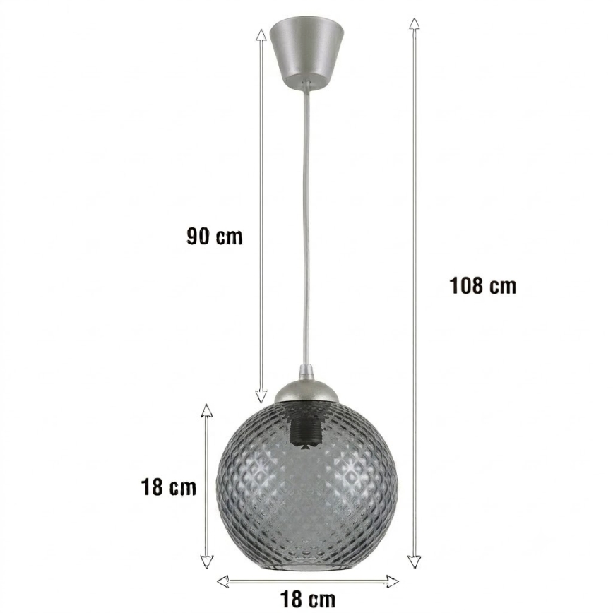 Brilagi - Suspension LED sur câble RETRO GLASS 1xE27/60W/230V Ø 18 cm argenté/gris fumé
