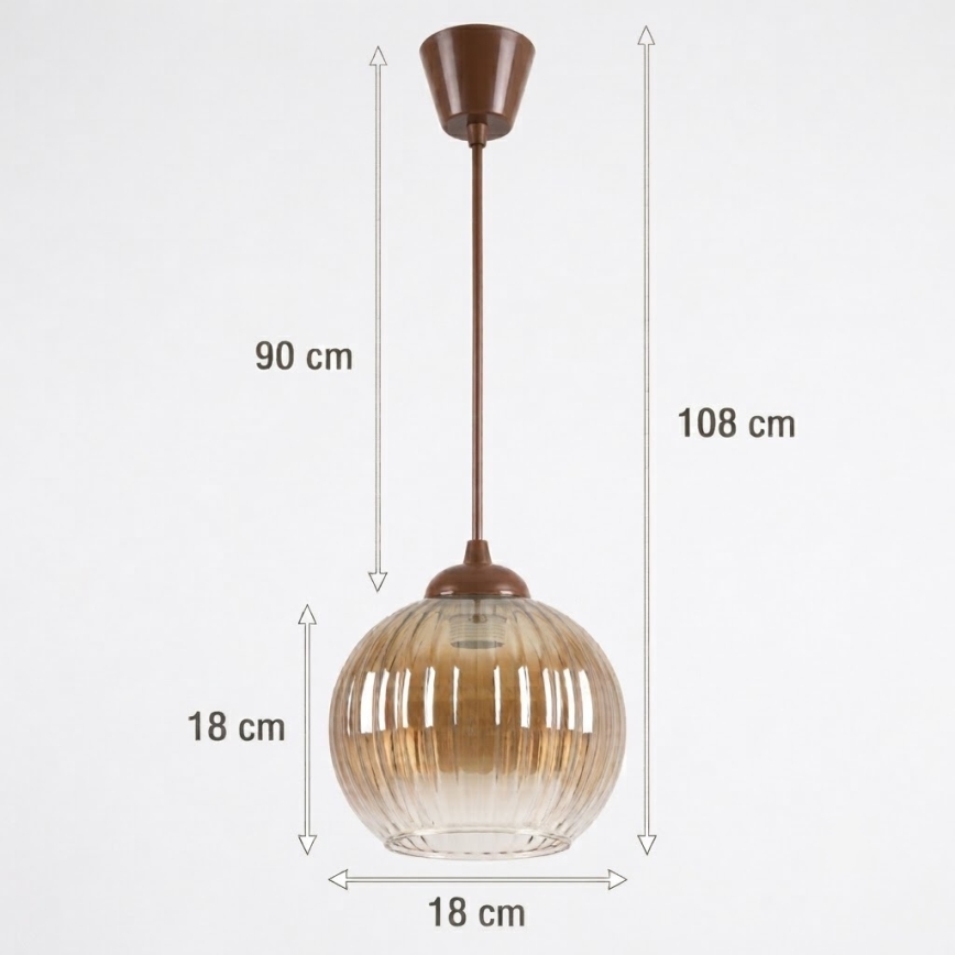 Brilagi - Suspension LED sur câble RETRO GLASS 1xE27/60W/230V Ø 18 cm marron/marron fumé