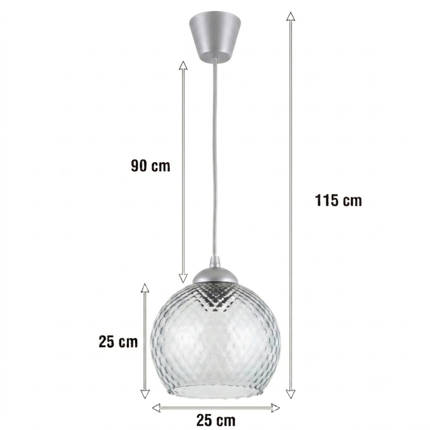 Brilagi - Suspension LED sur câble RETRO GLASS 1xE27/60W/230V Ø 25 cm argenté / gris fumé