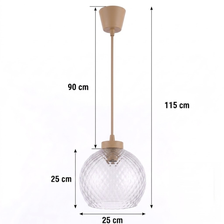 Brilagi - Suspension LED sur câble RETRO GLASS 1xE27/60W/230V Ø 25 cm beige/gris fumé
