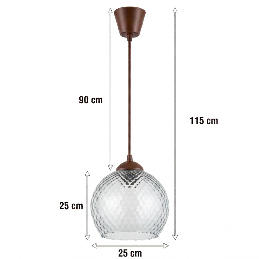 Brilagi - Suspension LED sur câble RETRO GLASS 1xE27/60W/230V Ø 25 cm marron/gris fumé