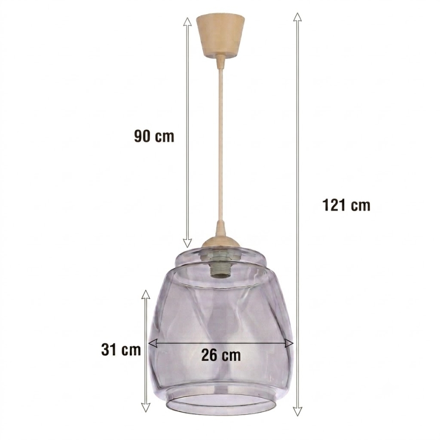 Brilagi - Suspension LED sur câble RETRO GLASS 1xE27/60W/230V Ø 26 cm beige/gris fumé