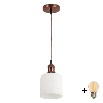 Brilagi - Suspension LED sur câble RETRO GLASS 1x E27/60W/230V Ø 13 cm cuivrée/blanche