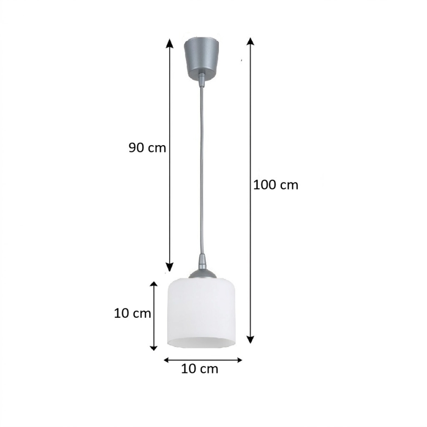 Brilagi - Suspension LED sur câble RETRO GLASS 1xE27/60W/230V Ø 10 cm argenté/blanc