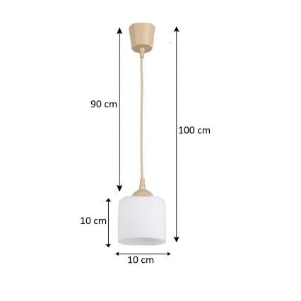 Brilagi - Suspension LED sur câble RETRO GLASS 1xE27/60W/230V Ø 10 cm beige/blanc