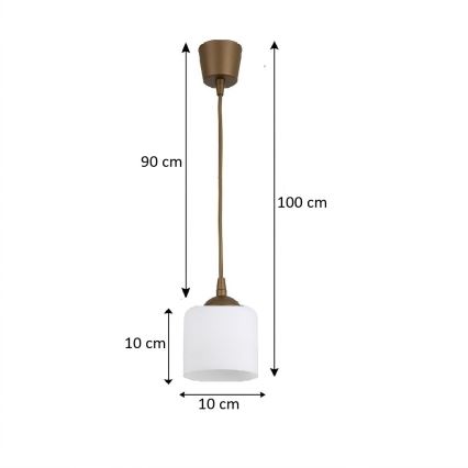 Brilagi - Suspension LED sur câble RETRO GLASS 1xE27/60W/230V Ø 10 cm brun/blanc