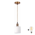 BRILAGI - Suspension LED sur câble RETRO GLASS 1xE27/60W/230V Ø 10 cm doré/blanc