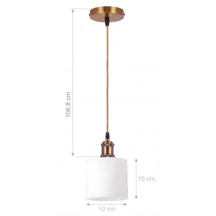 BRILAGI - Suspension LED sur câble RETRO GLASS 1xE27/60W/230V Ø 10 cm doré/blanc
