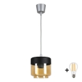 Brilagi - Suspension LED sur câble RETRO GLASS 1xE27/60W/230V Ø 14 cm argenté / beige fumé / noir