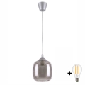 Brilagi - Suspension LED sur câble RETRO GLASS 1xE27/60W/230V Ø 14 cm argenté/gris fumé