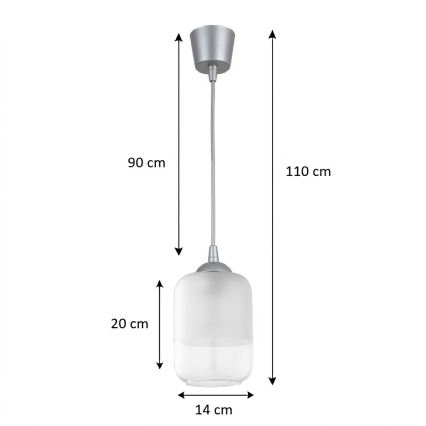 BRILAGI - Suspension LED sur câble RETRO GLASS 1xE27/60W/230V Ø 14 cm argentée/blanche