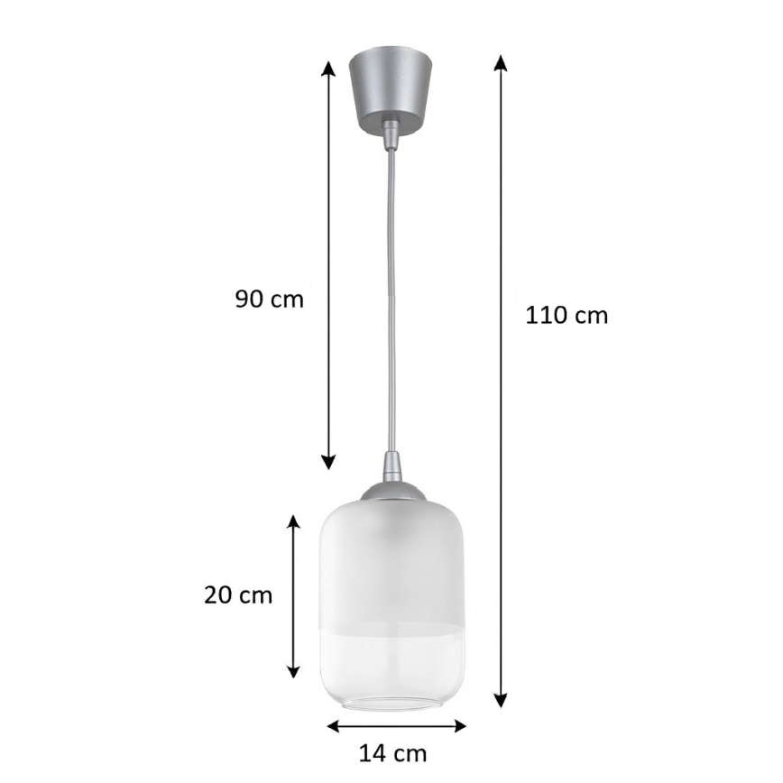 BRILAGI - Suspension LED sur câble RETRO GLASS 1xE27/60W/230V Ø 14 cm argentée/blanche