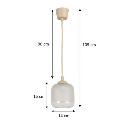 BRILAGI - Suspension LED sur câble RETRO GLASS 1xE27/60W/230V Ø 14 cm beige/blanc