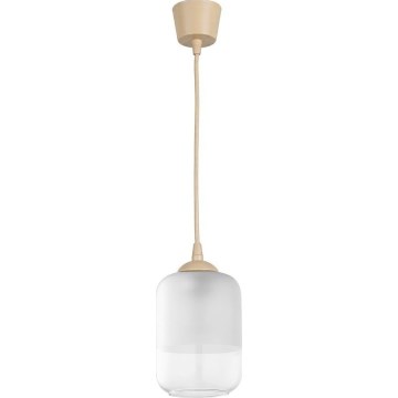Brilagi - Suspension LED sur câble RETRO GLASS 1xE27/60W/230V Ø 14 cm beige/blanc